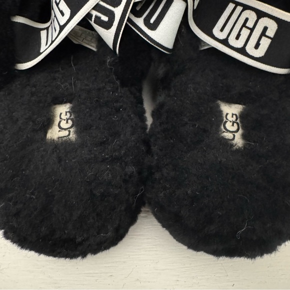 UGG Fluff Yeah Shearling Slingback Slide Slippers Black Size 10 - Picture 9 of 15